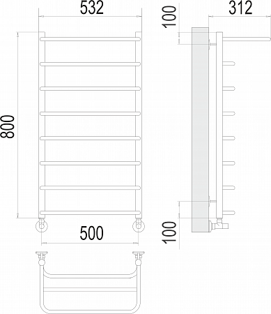 Полка П8 500х800  Полотенцесушитель  TERMINUS Новокузнецк - фото 3