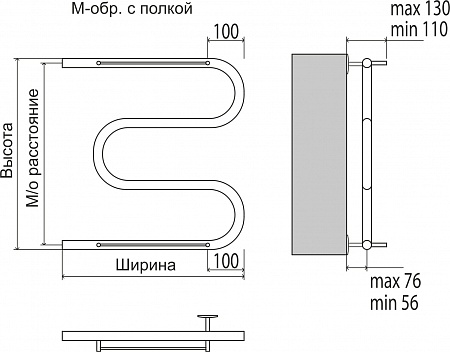 М-обр с/п AISI 32х2 500х400 Полотенцесушитель  TERMINUS Новокузнецк - фото 3