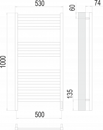 Енисей П12 500х1000  электро (sensor quick touch) Полотенцесушитель TERMINUS  Новокузнецк - фото 3