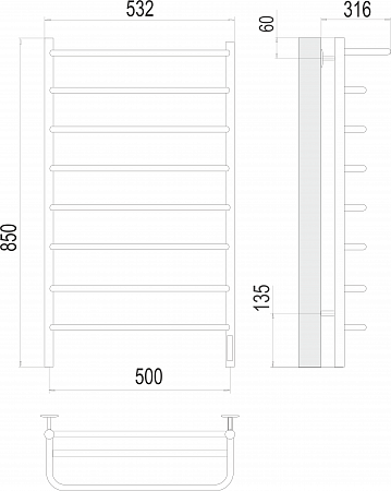 Полка П8 500х850 Электро (quick touch) Полотенцесушитель  TERMINUS Новокузнецк - фото 3