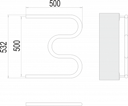 М-обр AISI 32х2 500х500 Полотенцесушитель  TERMINUS Новокузнецк - фото 3