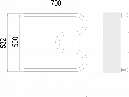 М-обр AISI 32х2 500х700 Полотенцесушитель  TERMINUS Новокузнецк - фото 3