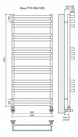 Линц П15 500х1200 Полотенцесушитель  TERMINUS Новокузнецк - фото 3