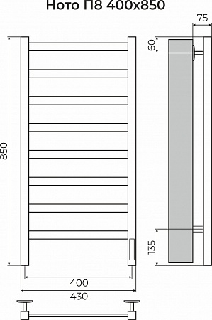 Ното П8 400х850 Электро (quick touch) Полотенцесушитель TERMINUS Новокузнецк - фото 3