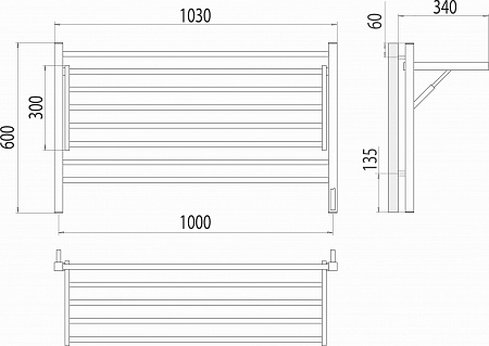 Горизонт П8 1000х600 электро КС ЧЕРНЫЙ МУАР (sensor quick touch) Полотенцесушитель TERMINUS Новокузнецк - фото 5